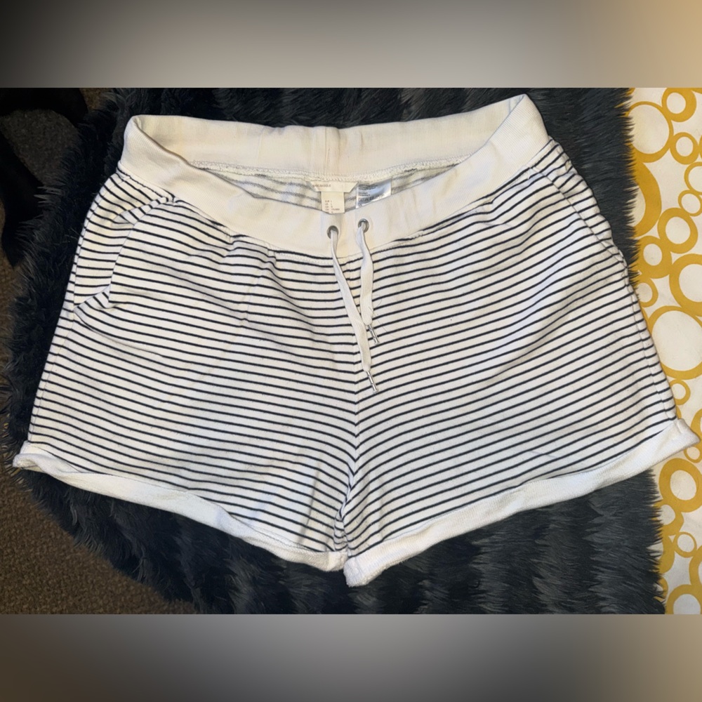 H&M Black and White Striped Athletic Shorts